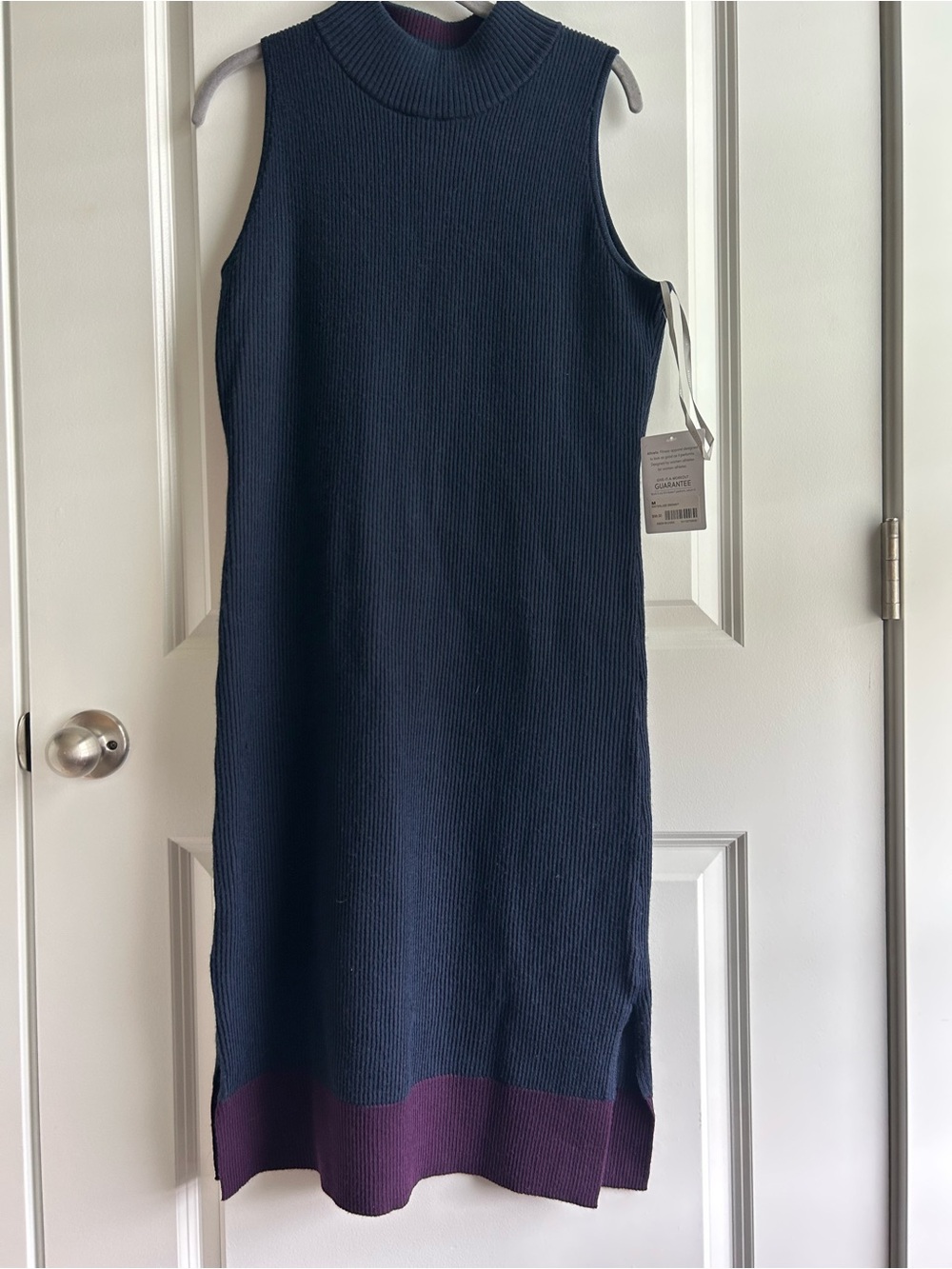 Athleta Navy and Purple Ribbed Sweater Dress